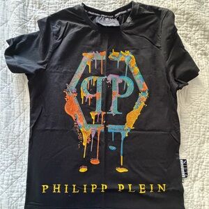 Philipp Plein Black Tee with Vibrant Logo